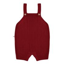 Jardineira Bebê Menina em Tricot Vermelho Fofinho