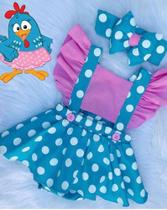 Jardineira Body Bebe Mesversario Galinha Pintadinha Rosa Top Jardineira Body Bebe Mesversario Galinha Pintadinha Rosa Top