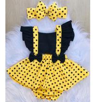 Jardineira Body Romper Infantil Bebe Fantasia Mesversario Abelhinha