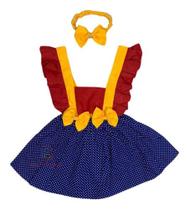 Jardineira Body Romper Saia Bebê Mulher Maravilha + Laço