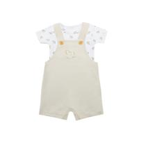 Jardineira Bordada e Camiseta em Algodão Egípcio Litte Toy - Mini Bear