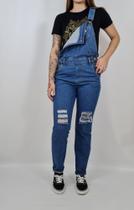 Jardineira calça borba feminino blufera jeans1940