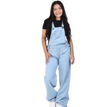 jardineira calça macacão jeans pantalona juvenil menina do 10 ao 16
