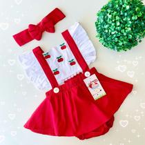 Jardineira Cerejinha + faixinha de cabelo Jardineira Cerejinha + faixinha de cabelo