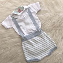 Jardineira Com Body Bebê Maternidade Infantil Mundo Tiny Jardineira Com Body Bebê Maternidade Infantil Mundo Tiny