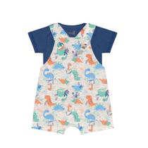 Jardineira Com Body Bebês Algodão Curto Ref 08817