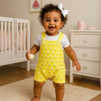 Jardineira com Body manga curta Conjunto Algodão Roupa De Bebe Calor verão menino menina presente kit 2 peças