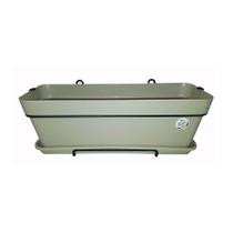 Jardineira com Prato e Suporte Okla Bari Cinza Taupe para Jardim Jardineira com Prato e Suporte Okla Bari Cinza Taupe para Jardim