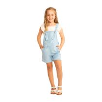 Jardineira + Cropped Infantil Munlie Jeans e Off tam 14