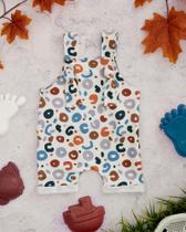 Jardineira Curta Bebê Minimalista Onça Jardineira Curta Bebê Minimalista Onça