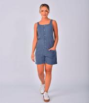Jardineira Curta Estonada Jeans Premium - Personalizável, 100% Algodão, Tamanhos P ao GG Jardineira Curta Estonada Jeans Premium - Personalizável, 100% Algodão, Tamanhos P ao GG