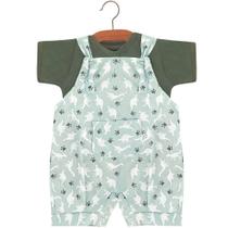 Jardineira de Bebê Dinossauro Verde 2 Peças