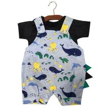 Jardineira de Bebê Mundo Animal Azul 2 Peças