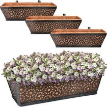 Jardineira de Metal Halatool 61 cm com Forro de Fibra de Coco, Kit com 4 Jardineira de Metal Halatool 61 cm com Forro de Fibra de Coco, Kit com 4
