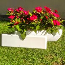 Jardineira efeito grafiato 48x16 floreira para jardim branco - FLORÍDIS