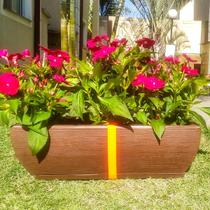 Jardineira efeito grafiato floreira para jardim 48x16 cor: marrom