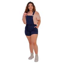 Jardineira feminina short curto com bolsos e ziper lateral PP P M - Macaquinho curto de suspensorios regulaveis 36 38 40