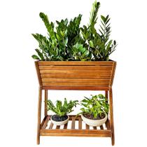 Jardineira Floreira Alta De Madeira Com Suporte Para Chão