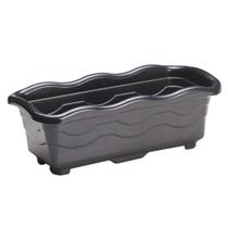 Jardineira floreira preta media 37x17x14cm 3,5l de plastico