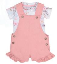 Jardineira Infantil Feminina com Babados Flowers e T Shirt MiniClo