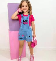 Jardineira infantil feminina com blusinha