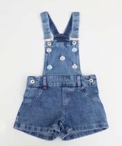 Jardineira Infantil Jeans Bordada Marisa Tam 1 a 3 Azu-56211