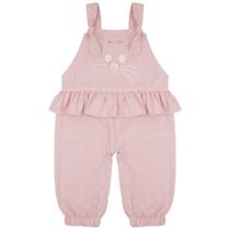 Jardineira Infantil Look Jeans Xadrez Rosa