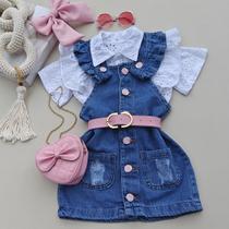 Jardineira Infantil Luana Jeans 04 ao 08