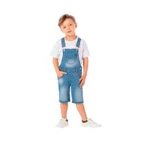 Jardineira infantil masculina com bolso mania jeans ref:2142 4/10