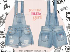 Jardineira Infantil Menina Curto Up Kids Teen Max Denim Kids Tam 02 ao 08 - Ref 9439