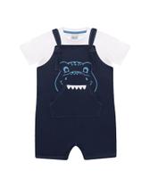 Jardineira Infantil Menino Dino Tileesul Azul Marinho