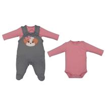 Jardineira Jacquard Moletinho Myah Bebê Menina Upi Uli - Jardineira Jacquard Moletinho Myah Bebê Menina Upi Uli -