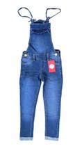 Jardineira jeans destroyed menina infantil e juvenil feminina tam 4 6 8 10 12 14 e 16 anos - Cool Kids