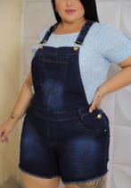 Jardineira jeans feminina plus size c/ lycra - Lavincrins