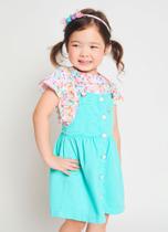 Jardineira jeans infantil Alphabeto - Balé das cores Jardineira jeans infantil Alphabeto - Balé das cores