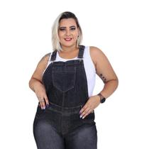 Jardineira Jeans Longa Feminina Plus Size