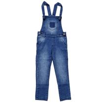 Jardineira Jeans Premium Longa Macacão Infantil Tam 1 ao 16 Destroyed Menina Feminina Blogueira Fashion