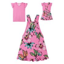 Jardineira Macacão Bebe Menina + Blusa Aniversário Casamento