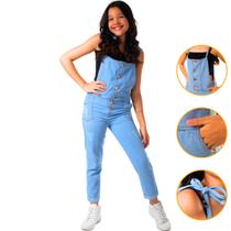 Jardineira Macacão Calça Jeans Comprida Feminina Infantil Menina - Caracoleza
