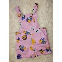 Jardineira Menina Infantil Temático Bolofofo Rosa
