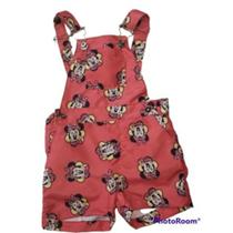 Jardineira Menina Infantil Temático Minnie Vermelho