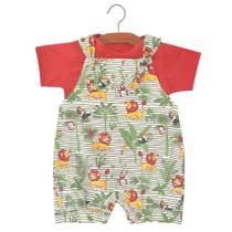 Jardineira Menino Estampada Com Camiseta - 2 Peças - Pandora Kids