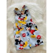 Jardineira Menino Infantil 3D Temático Mickey