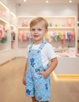 Jardineira Menino Infantil Temático Galinha Pintadinha Azul Jardineira Menino Infantil Temático Galinha Pintadinha Azul