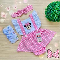Jardineira Minnie Rosa + faixinha de cabelo Jardineira Minnie Rosa + faixinha de cabelo