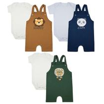 Jardineira Moletinho Conjunto Com Bodies Mistos Chá de Bebê Jardineira Moletinho Conjunto Com Bodies Mistos Chá de Bebê