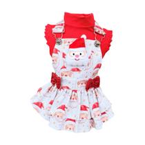 Jardineira Papai Noel Vermelha Fem para cachorro e gato Tamanho:M
