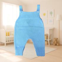Jardineira Para BeBe Recém Nascido Menino e Menina Vira Pé Macacão de Tricot Trabalhado Luxo Salopete