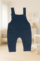 Jardineira Para BeBe Recém Nascido Menino e Menina Vira Pé Macacão de Tricot Trabalhado Luxo Salopete