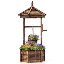 Jardineira Poço dos Desejos de Madeira Giantex Rústica 62x62x124 cm
